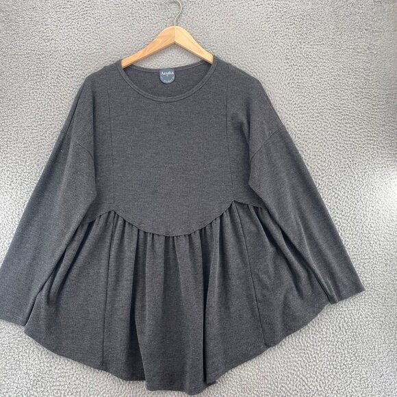 ARULA Sweaters - Arula Sweater Womens B US 2X Plus Gray Peplum Waist Stretch Knit Pullover Casual